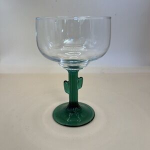 Libbey Green Cactus Stem 6-1/4" Tall Margarita Cocktail 12oz Glass Cinco De Mayo